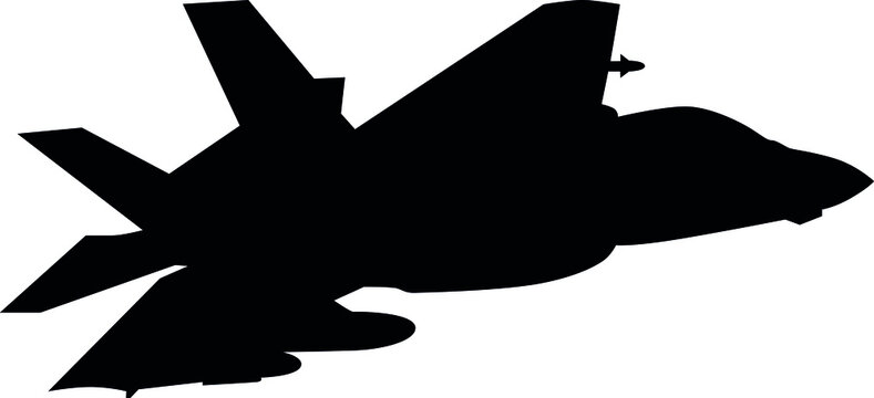 F 35 Air Force Stealth F-35 Lightning II Fighter Jet. Isolated Realistic Silhouette