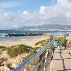 beach promenade view of the coast, the beach the mediterranean sea