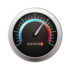Speedometer with a Grey arrow. Car dashboard. Vehicle speed meter.