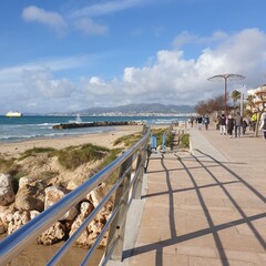 Fototapeta na wymiar beach promenade view of the coast, the beach the mediterranean sea