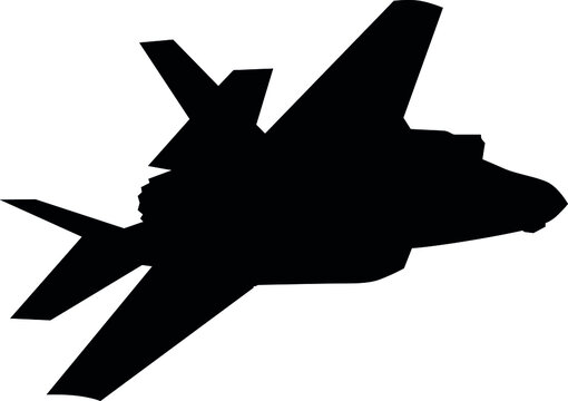 F 35 Air Force Stealth F-35 Lightning II Fighter Jet. Isolated Realistic Silhouette