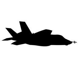 F 35 Air Force stealth F-35 Lightning II fighter jet. Isolated realistic silhouette