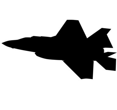 F 35 Air Force Stealth F-35 Lightning II Fighter Jet. Isolated Realistic Silhouette