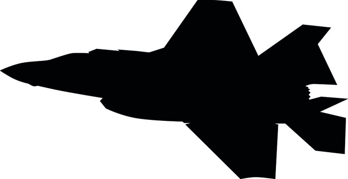 F 35 Air Force Stealth F-35 Lightning II Fighter Jet. Isolated Realistic Silhouette