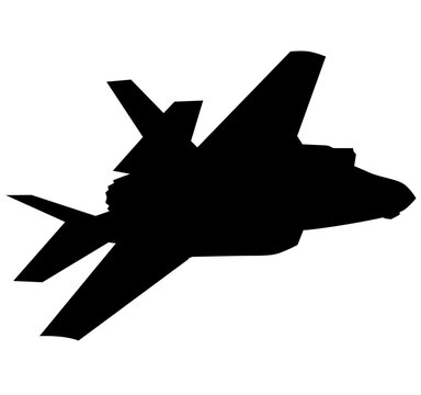 F 35 Air Force Stealth F-35 Lightning II Fighter Jet. Isolated Realistic Silhouette