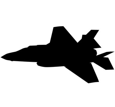 F 35 Air Force Stealth F-35 Lightning II Fighter Jet. Isolated Realistic Silhouette