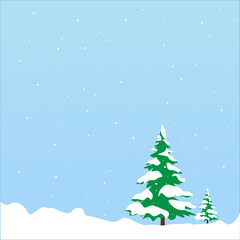 Christmas trees in the snow