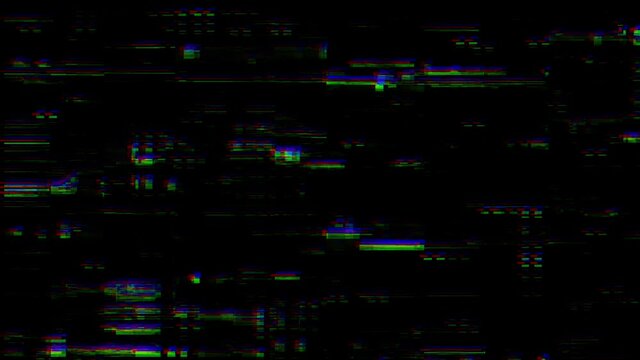 VHS real defects noise and artifacts, glitches from an old tape, black screen