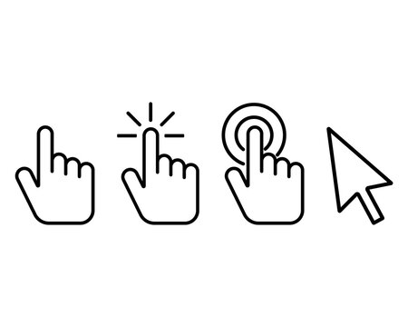 Hand cursors set icon isolated on white background.