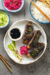 Grilled and smoked Korean Style Short Ribs