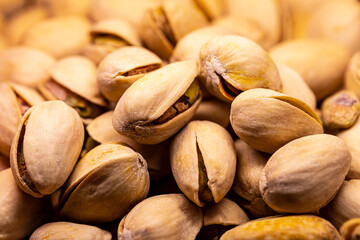 A close-up shot of roasted Pistachios ready to be eaten as a snack or used in cooking or a trail mix