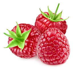 Fresh raspberry isolated on white background. Raspberry Clipping Path. Raspberry full depth of field.