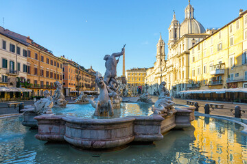 Fototapeta na wymiar Fountain of Neptune in Rome