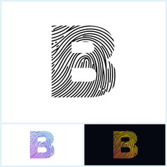 B Vector Letter base logo. Initial letter b vector Icon Fingerprint Black white and colorful Concept