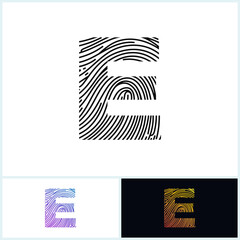 E Vector Letter base logo. Initial letter e vector Icon Fingerprint Black white and colorful Concept