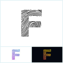 F Vector Letter base logo. Initial letter f vector Icon Fingerprint Black white and colorful Concept