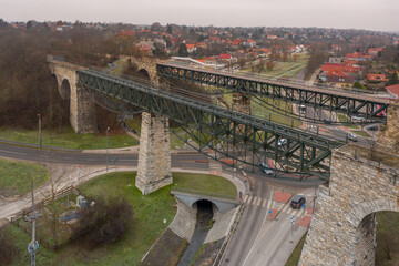 Biatorbagy Railway Viaduct aerial view in Hungary