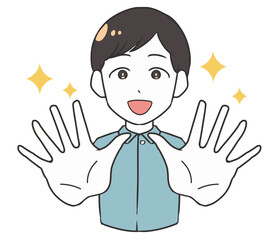 手を突き出す男性　清潔