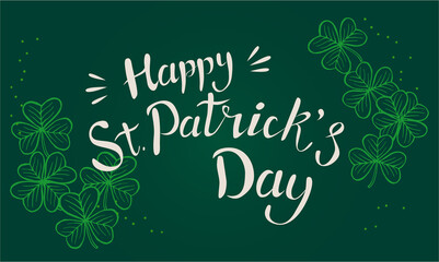 Happy St. Patrick's Day Banner vector illustration. Shamrock frame.
