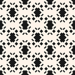 Vector abstract geometric seamless pattern. Simple elegant black and white texture with diamond shapes, grid. Stylish monochrome background. Repeat design for decor, print, wallpaper, textile, fabric