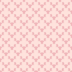 Vector geometric seamless pattern. Texture of textile, fabric, cloth, jacquard. Pink color. Simple abstract ornamental background. Subtle repeat tileable design for print, decoration, wallpaper, linen