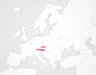 3D Europakarte auf der Österreich hervorgehoben wird