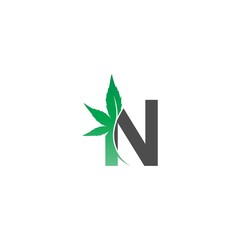 Letter N logo icon with cannabis leaf design vector