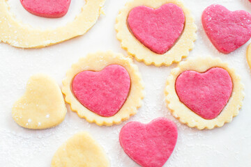 Valentine's day cookies. Cooking instructions step by step 3. Homemade heart shaped cookies. Delicious homemade natural organic cookies, love concept, baked goods with love for valentines day,