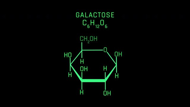 Galactose Molecular Structure Symbol Neon Animation on black background