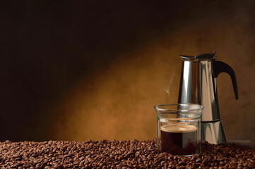 coffee maker and glass cup coffee