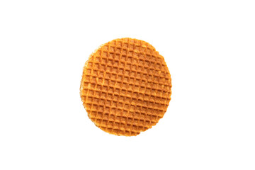 Isolated die cut clipping path traditional authentic Dutch Netherland sweet fresh homemade delicious tasty stack brown golden waffle piece butter caramel honey dessert cafe coffee tea call Stroopwafel