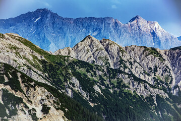 Fototapeta premium View on the mountain range in Europe Alps.