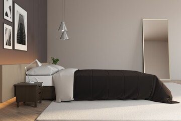Comfortable bedroom with bed
