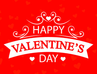 Happy Valentine's Day typography in a bright red background - Vector