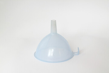 blue plastic funnel isolated on white background