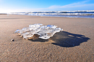 A piece of ice is brought to the sea.