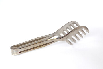 Piece food tong isolated on white background