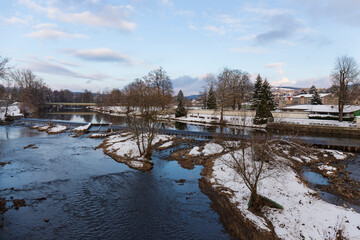 Snowy Landscape in central Bohemia around River Sazava, Czech Republic
