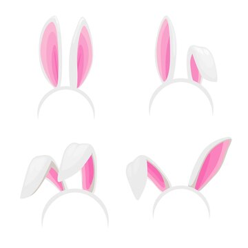 Rabbit ears, Easter bunny isolated vector headbands. Cartoon hare earpiece costume elements for Easter party celebration, photo booth, video chat app. Bunny or rabbit ears, spring kids headdress hat