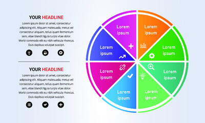 Colorful 8 steps circle Infographic with gradient colors
