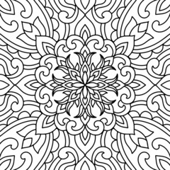 Circular Flower Mandala with vintage floral style. Vector Oriental mandala pattern. Hand drawn decorative element. Unique design with flower petal design. relax and meditation Concept for coloring boo