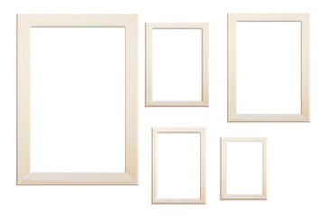 blank photo wood frame isolated on white background, clipping path.