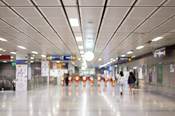 abstract blur image subway station background.