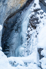 Beautiful view of the frozen Hamilton Falls in Yoho National Park, Canada