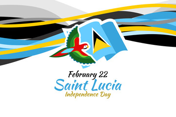 February 22, Independence Day of Saint Lucia vector illustration. Suitable for greeting card, poster and banner