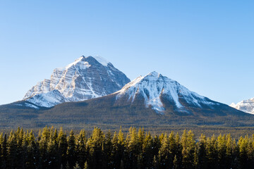 Mountain view at Morant's Curve in Banff National Park, Canada