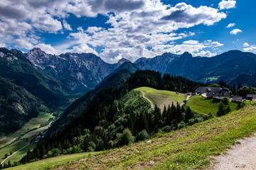 Fototapeta na wymiar Outlook from Solcava to Logarska Dolina, Slovenia