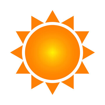 Bright sun. Bright banner. Sun texture. Orange sun in flat style on light background. Stock image. EPS 10.