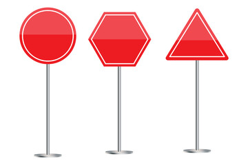 Red blank road signs for banner design. Stock image. EPS 10.
