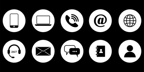 Communication buttons. Computer screen. Contact button icon symbol vector. Business icon. Stock image. EPS 10.